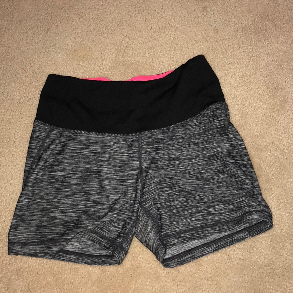 gray and black athletic shorts